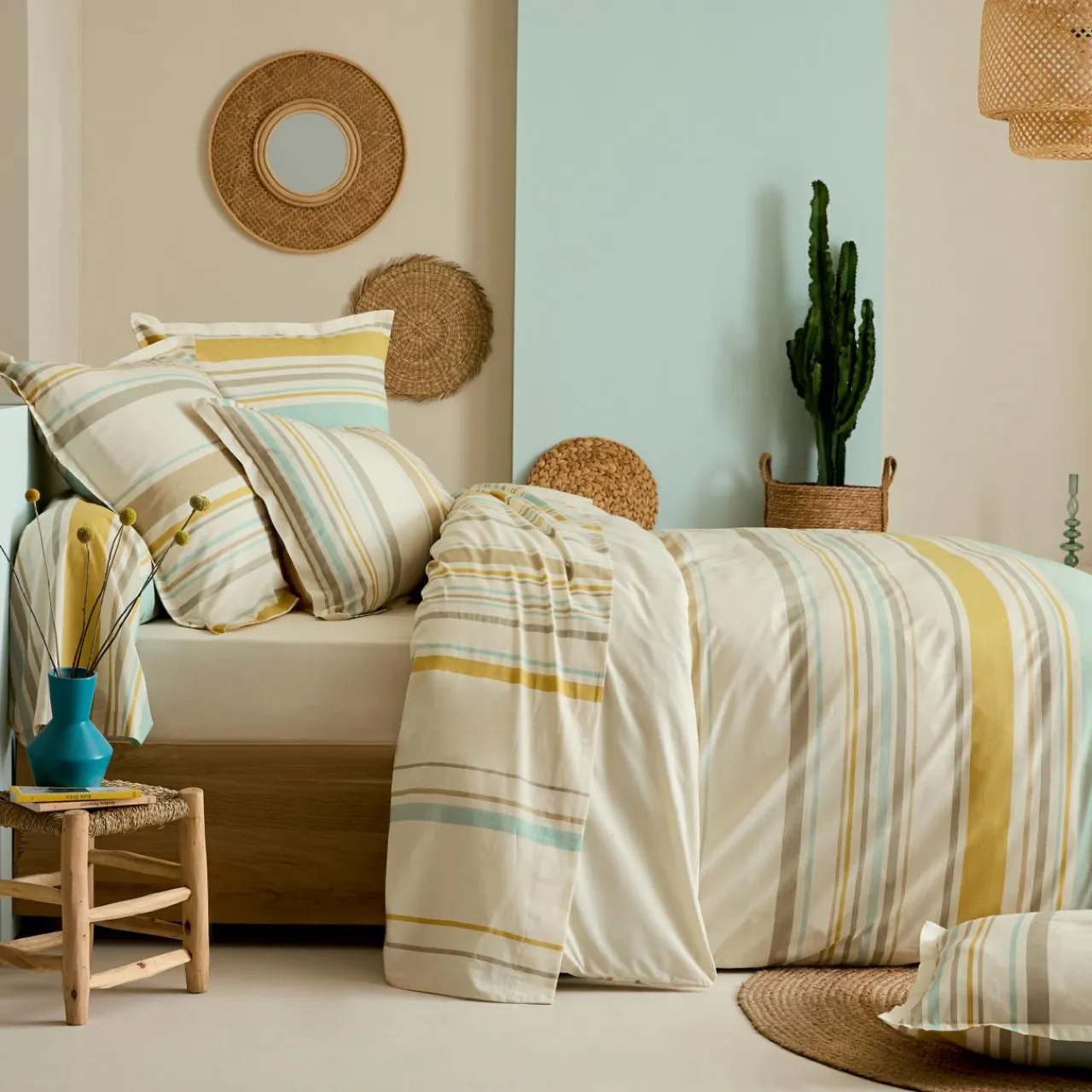TRADI LINGE Taie de traversin coton lavé (200 cm) Hugo Jaune moutarde Best