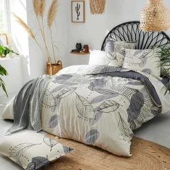 TRADILINGE Taie de traversin coton lavé (L200 cm) Folio e Gris Discount