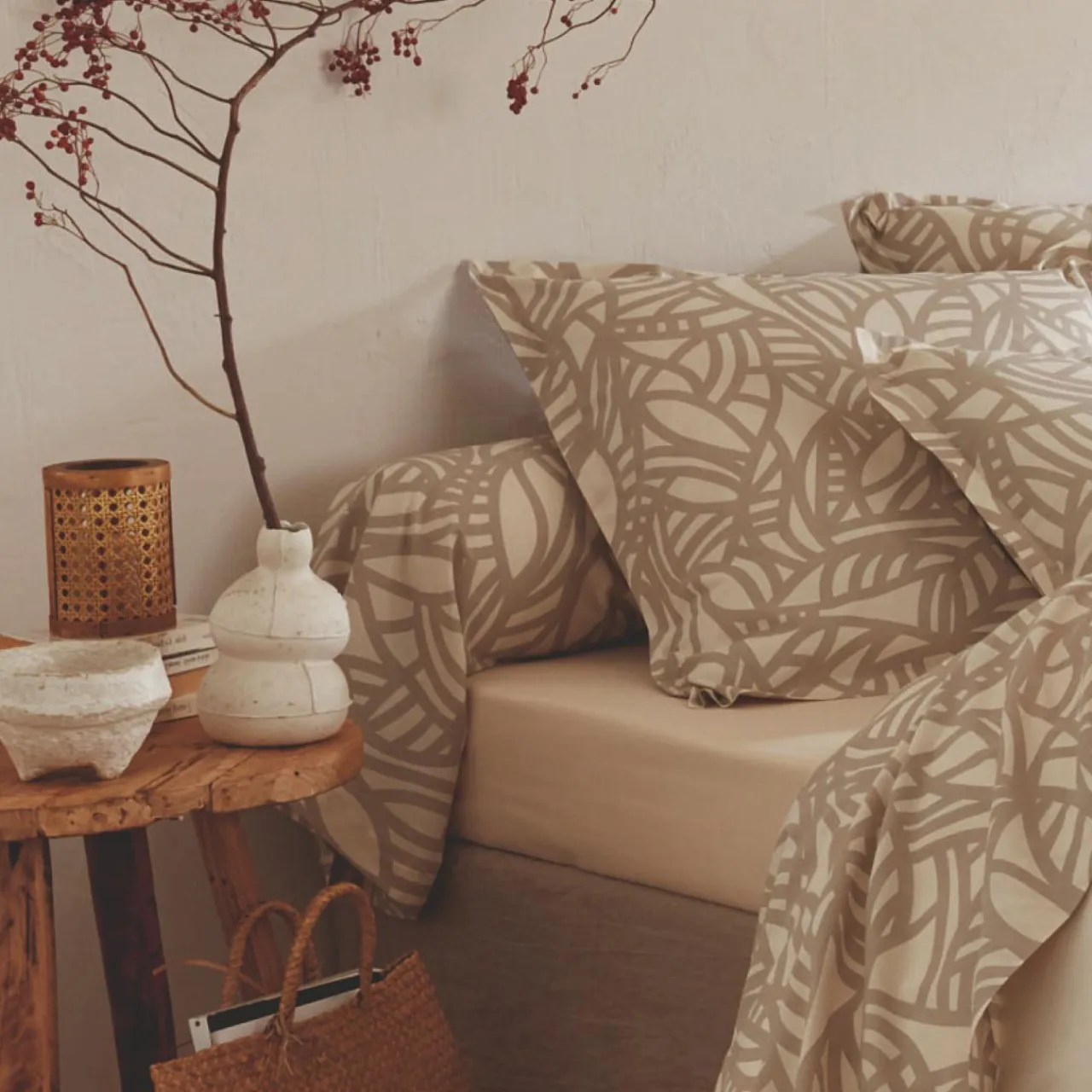 TRADILINGE Taie de traversin coton lavé (L200 cm) Séréna Beige Discount