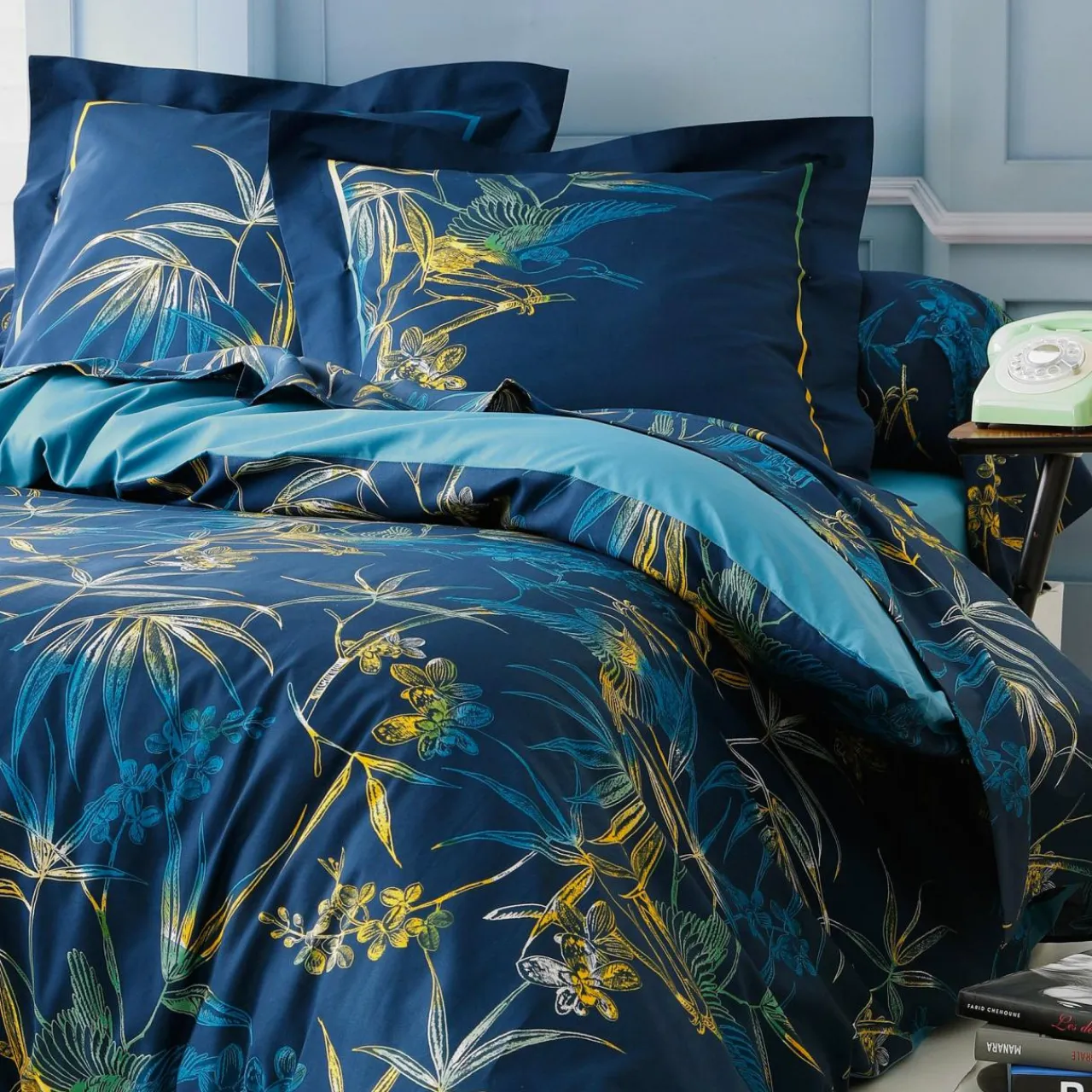TRADILINGE Taie de traversin coton (L200 cm)Kimono e Bleu Online
