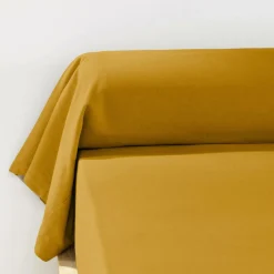 EMINZA Taie de traversin flanelle de coton (L185 cm) Nina Jaune ocre