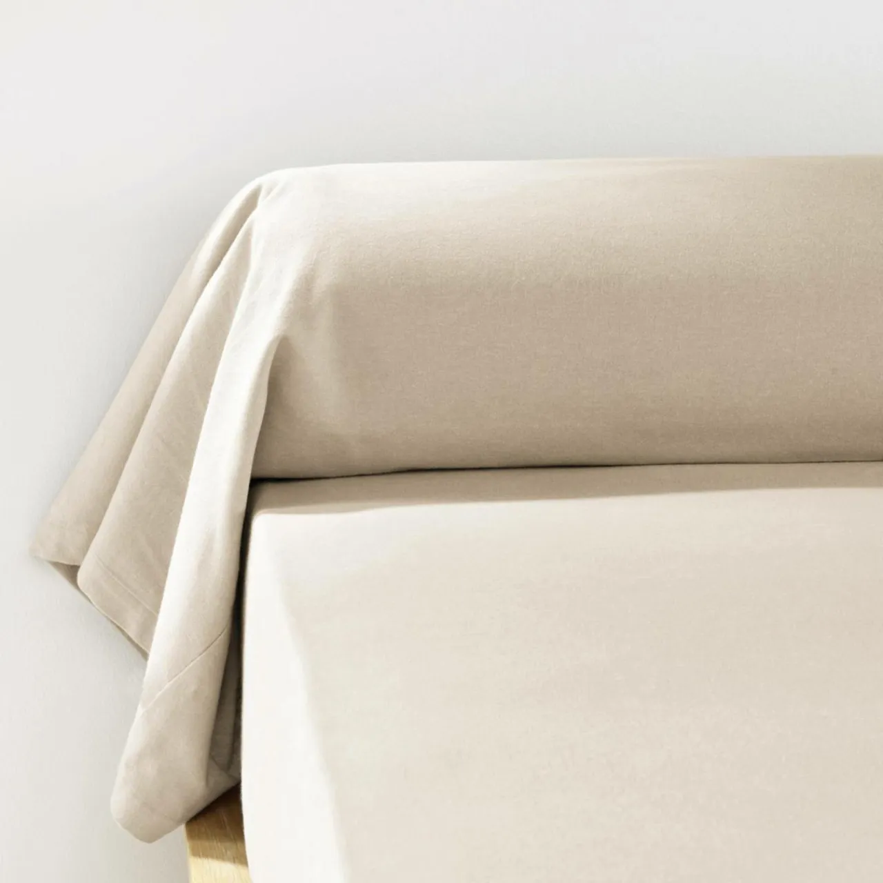 EMINZA Taie de traversin flanelle de coton (L185 cm) Nina Beige
