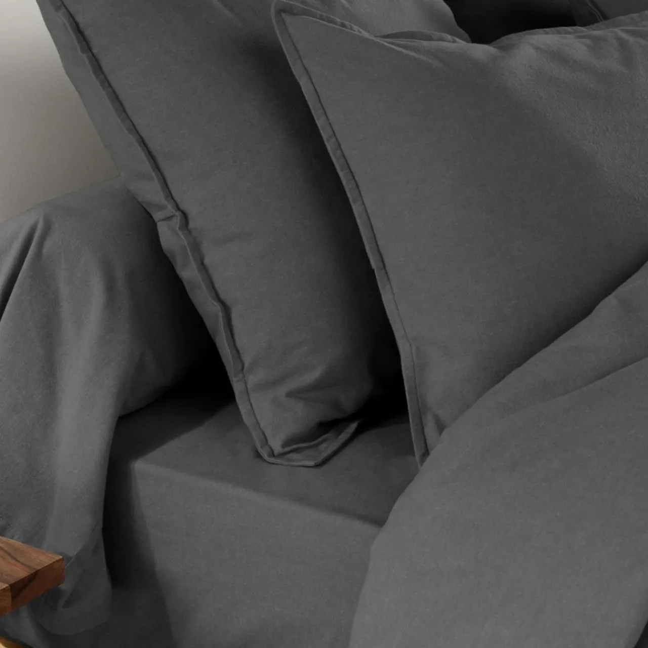 EMINZA Taie de traversin flanelle de coton (L185 cm) Nina Gris Anthracite Outlet