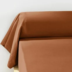 EMINZA Taie de traversin flanelle de coton (L185 cm) Nina Terracotta