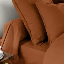 EMINZA Taie de traversin flanelle de coton (L185 cm) Nina Terracotta