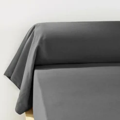 EMINZA Taie de traversin flanelle de coton (L185 cm) Théa Gris Anthracite Hot