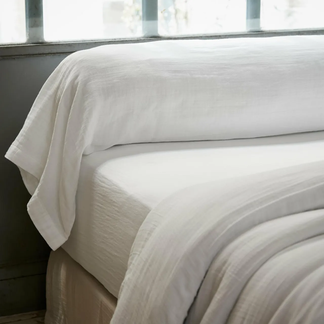 EMINZA Taie de traversin gaze de coton (L185 cm) Gaïa chantilly Blanc