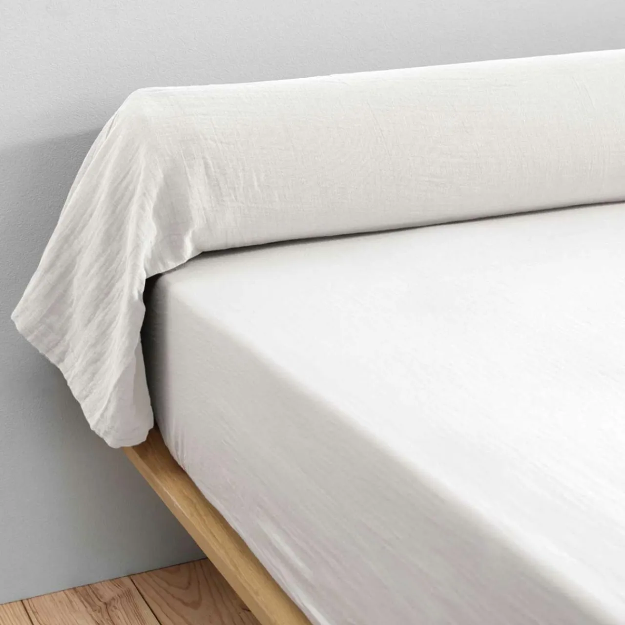 EMINZA Taie de traversin gaze de coton (L185 cm) Gaïa chantilly Blanc