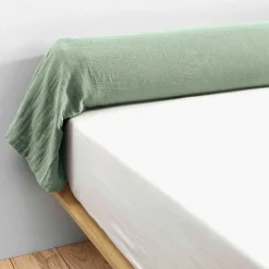 EMINZA Taie de traversin gaze de coton (L185 cm) Gaïa Vert Eucalyptus Hot