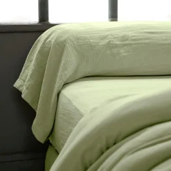 EMINZA Taie de traversin gaze de coton (L185 cm) Gaïa Vert tilleul Discount