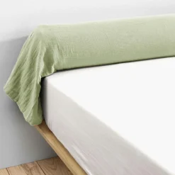 EMINZA Taie de traversin gaze de coton (L185 cm) Gaïa Vert tilleul Discount