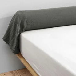 EMINZA Taie de traversin gaze de coton (L185 cm) Gaïa Gris granit Gris foncé Outlet