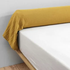 EMINZA Taie de traversin gaze de coton (L185 cm) Gaïa Jaune safran