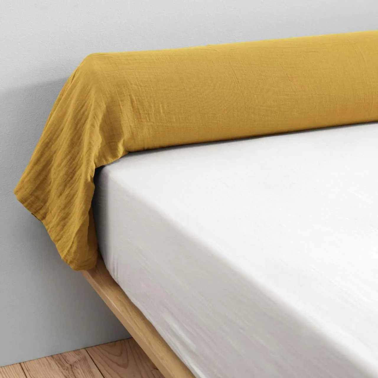 EMINZA Taie de traversin gaze de coton (L185 cm) Gaïa Jaune safran