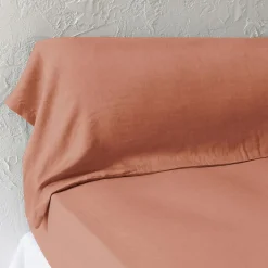 EMINZA Taie de traversin lyocell Tencel™ lavé (27 x 185 cm) Olivia Terracotta Clearance