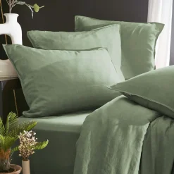 EMINZA Taie de traversin lyocell Tencel™ lavé (27 x 185 cm) Olivia Vert romarin Best