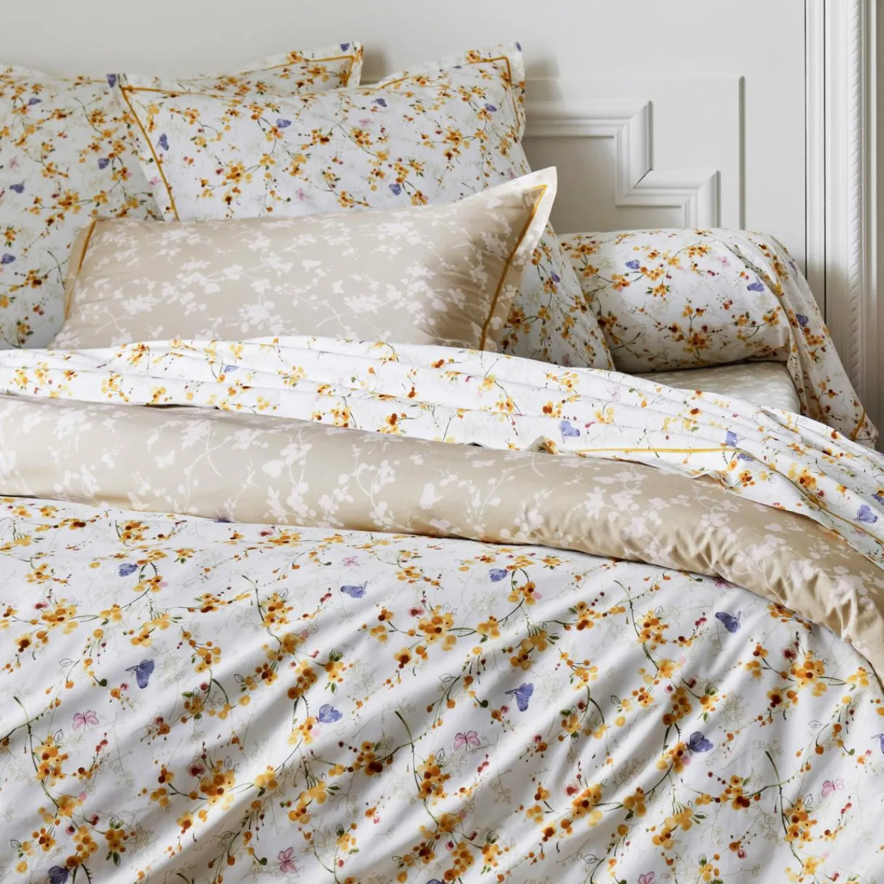 TRADILINGE Taie de traversin percale de coton (L200 cm) Bel amour Jaune Online