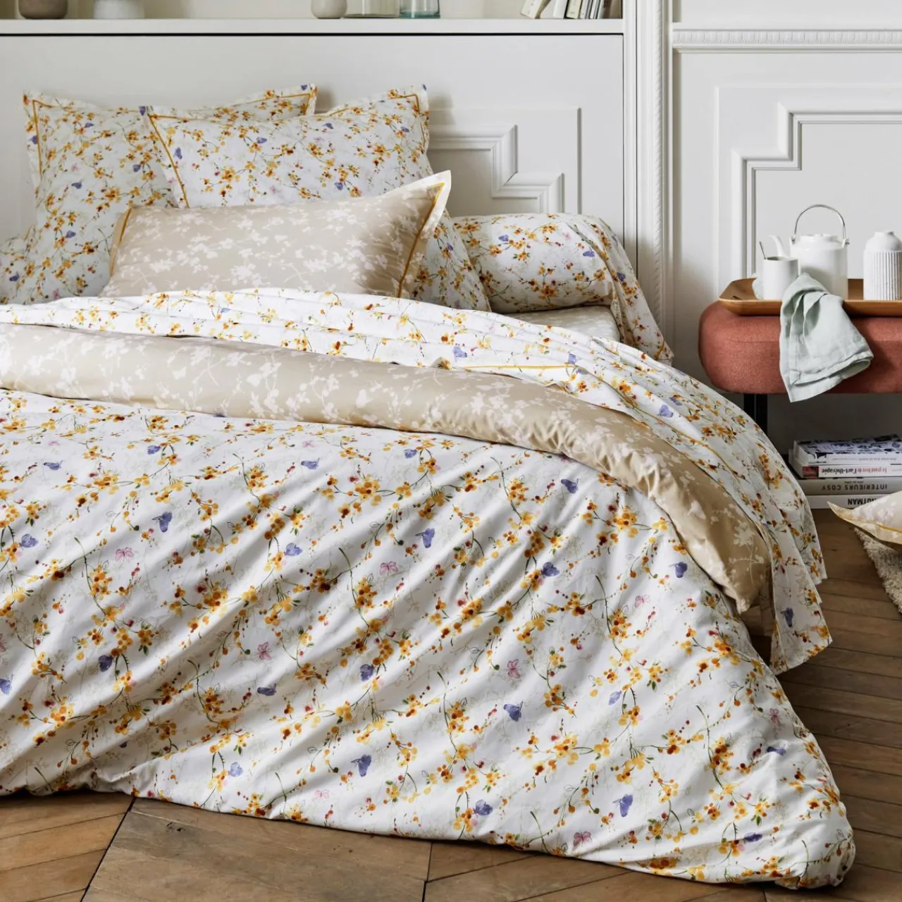 TRADILINGE Taie de traversin percale de coton (L200 cm) Bel amour Jaune Online