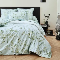 TRADILINGE Taie de traversin percale de coton (L200 cm) Eléna Nil e Vert Outlet