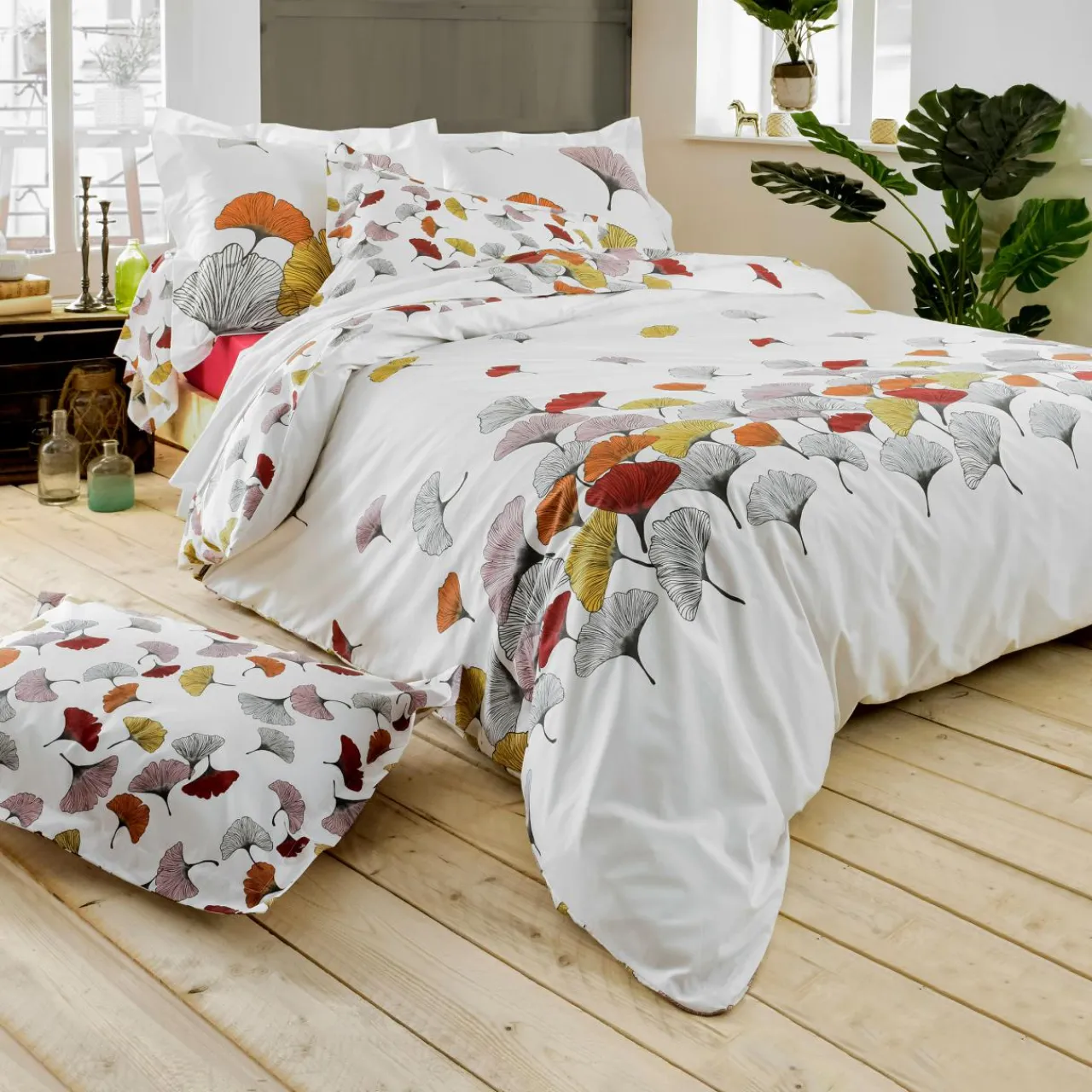 TRADI LINGE Taie de traversin percale de coton (L200 cm) Ginkgo Multicolore Online