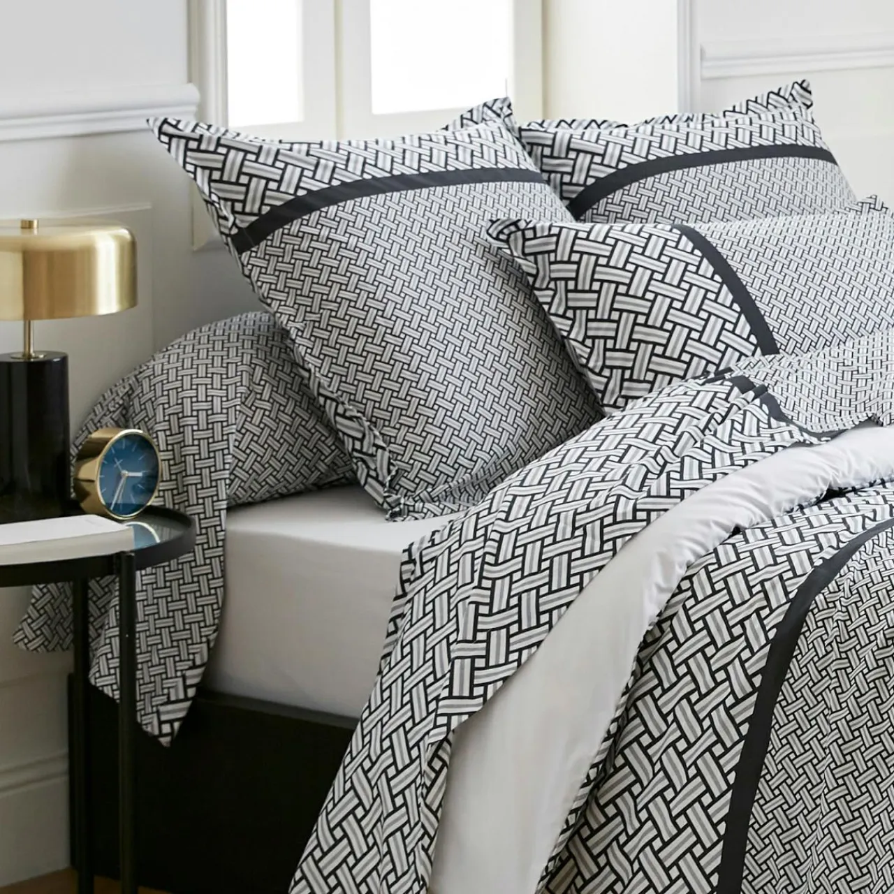 TRADILINGE Taie de traversin percale de coton (L200 cm) Riviera e Gris Outlet