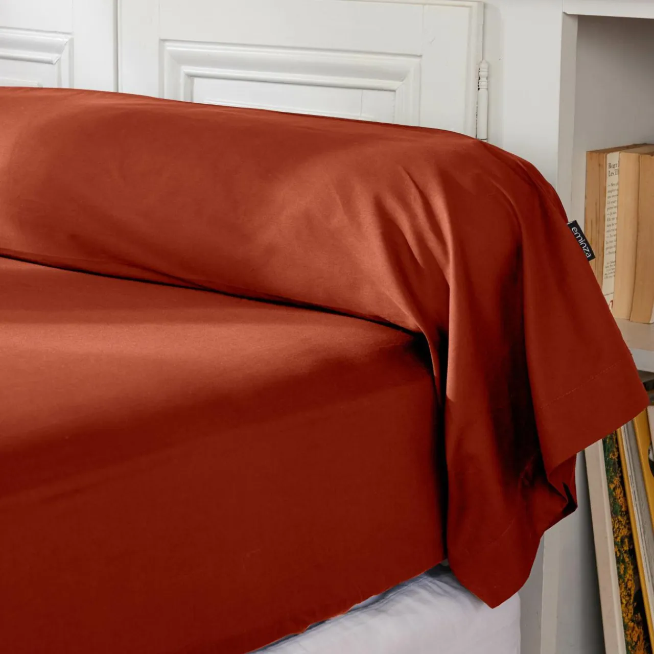 EMINZA Taie de traversin percale de coton (L185 cm) Cali Terracotta Sale