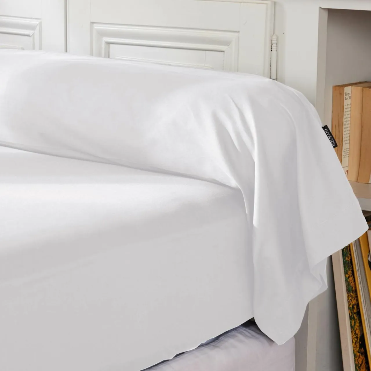 EMINZA Taie de traversin percale de coton (L185 cm) Cali Blanc New