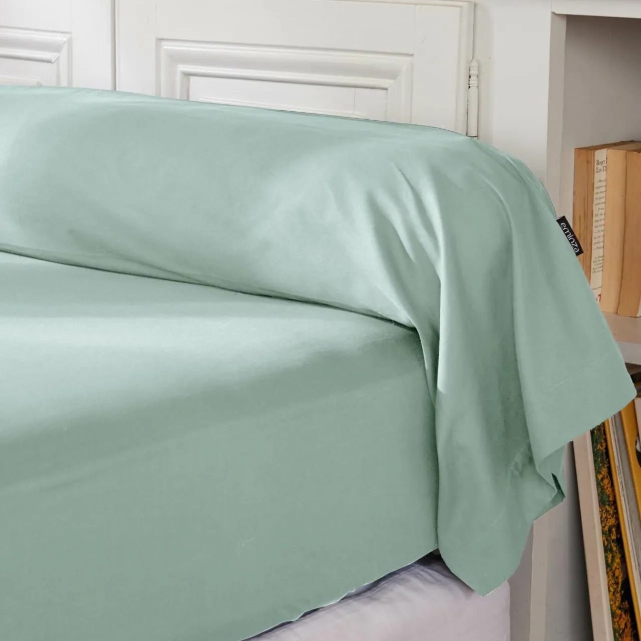 EMINZA Taie de traversin percale de coton (L185 cm) Cali Vert Eucalyptus