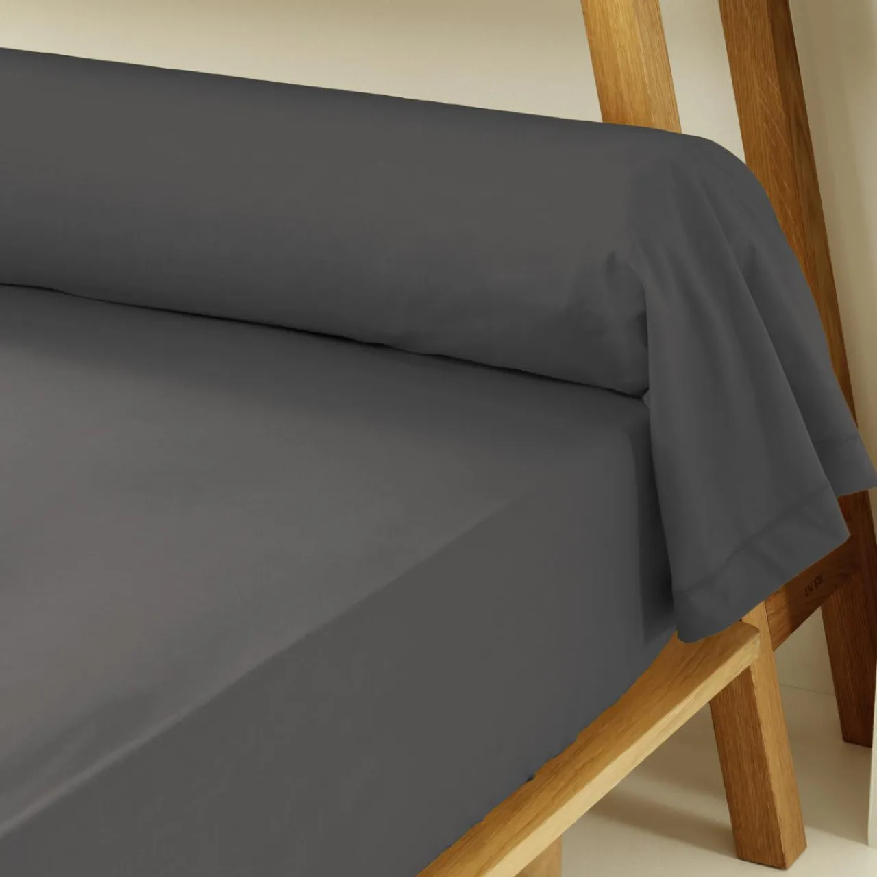 EMINZA Taie de traversin percale de coton (L185 cm) Cali Gris Anthracite New