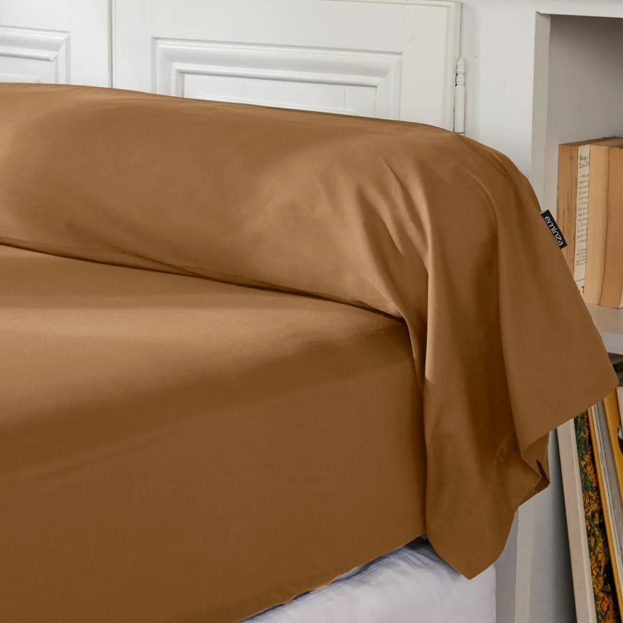 EMINZA Taie de traversin percale de coton (L185 cm) Cali Camel Hot