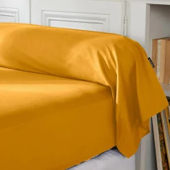 EMINZA Taie de traversin percale de coton (L185 cm) Cali Jaune moutarde New