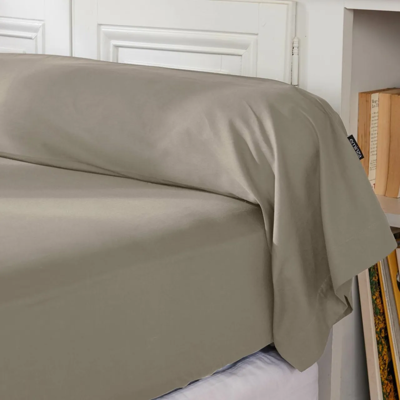 EMINZA Taie de traversin percale de coton (L185 cm) Cali Taupe Hot
