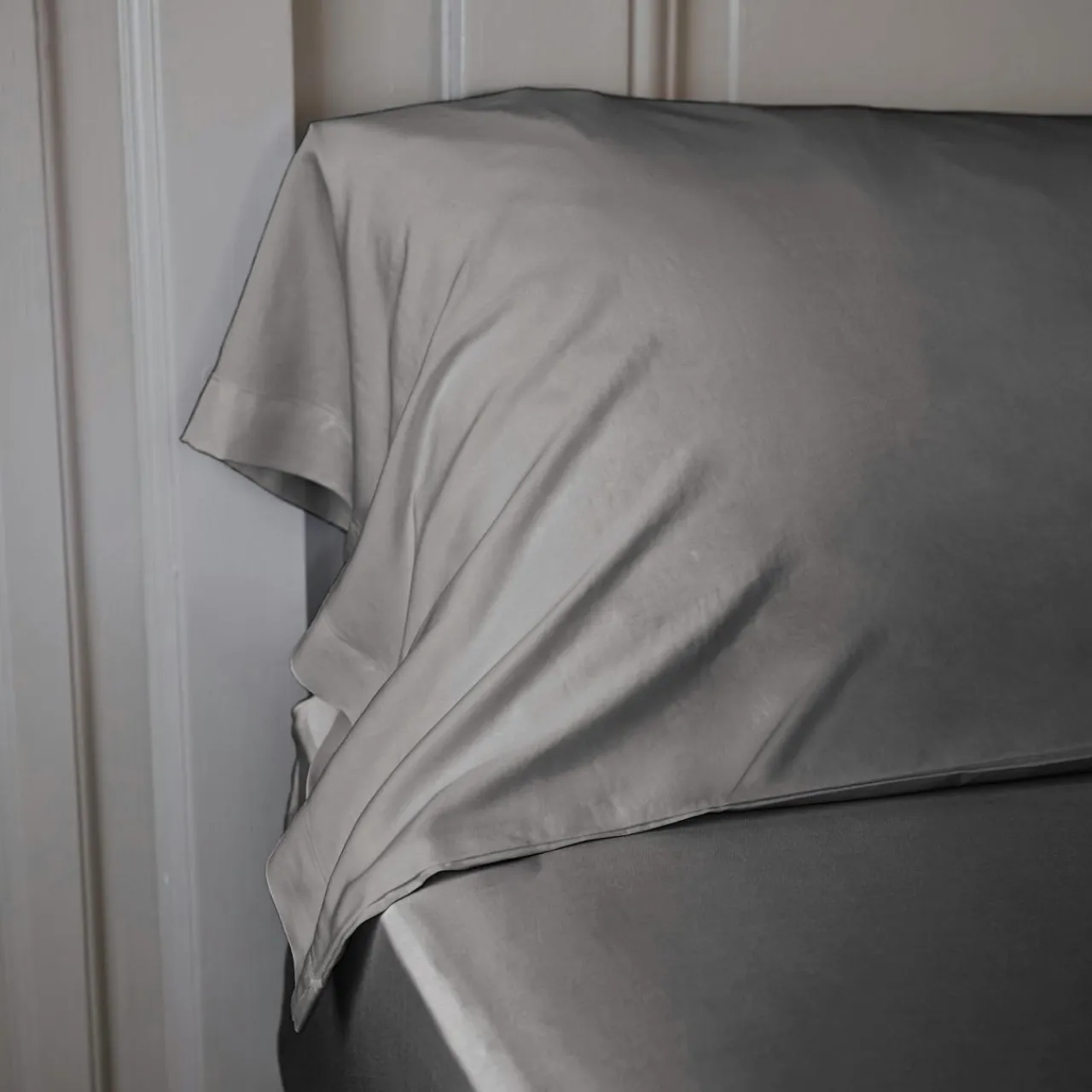 EMINZA Taie de traversin satin de bambou (L185 cm) Sienna granit Gris Online