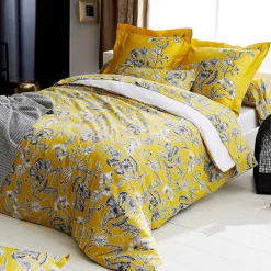 TRADILINGE Taie de traversin satin de coton (L200 cm) Botanic Jaune Clearance