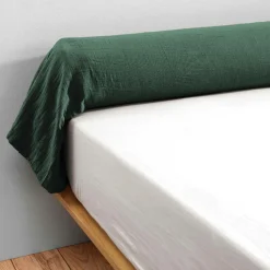 EMINZA Taie de traversin Traversin gaze de coton (L 185 cm) Gaïa Vert sapin Clearance