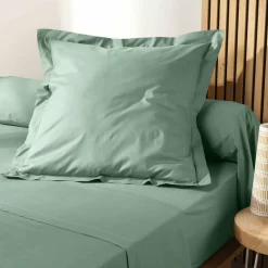 DOUCEUR D'INTERIEUR Taie d'oreiller carrée coton bio (63 x 63 cm) Biolina Vert sauge Best