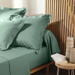DOUCEUR D'INTERIEUR Taie d'oreiller carrée coton bio (63 x 63 cm) Biolina Vert sauge Best