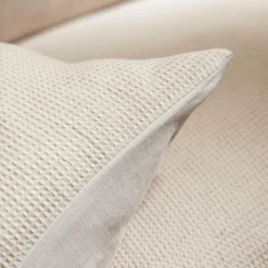 EMINZA Taie d'oreiller carrée coton nid d'abeille (80 x 80 cm) Eva Beige Discount