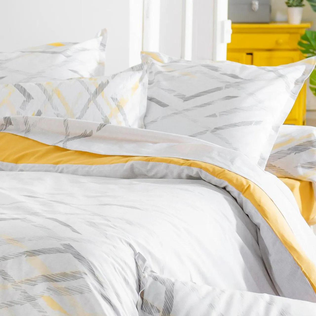 TRADI LINGE Taie d'oreiller carrée coton Vermont he Blanc Sale