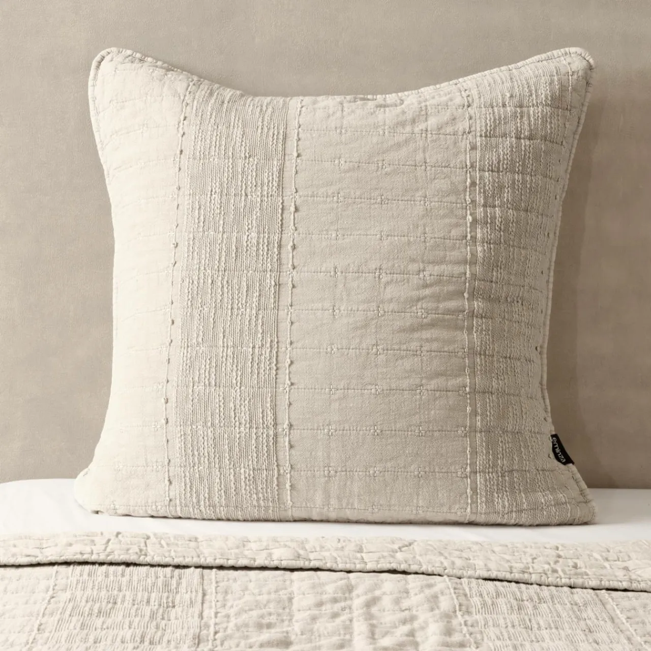 EMINZA Taie d'oreiller carrée coton (60 x 60 cm) Lena sable Beige Clearance