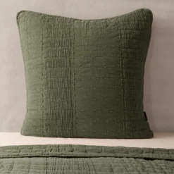 EMINZA Taie d'oreiller carrée coton (60 x 60 cm) Lena Vert romarin Best