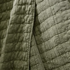 EMINZA Taie d'oreiller carrée coton (60 x 60 cm) Lena Vert romarin Best