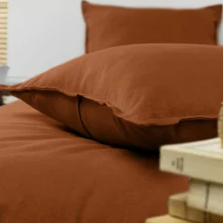 EMINZA Taie d'oreiller carrée flanelle de coton (80 x 80 cm) Nina Terracotta Sale