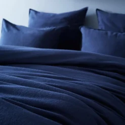EMINZA Taie d'oreiller carrée flanelle de coton (63 x 63 cm) Nina Bleu nuit Hot