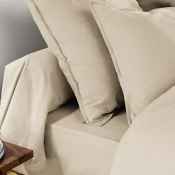EMINZA Taie d'oreiller carrée flanelle de coton (63 x 63 cm) Nina Beige Discount