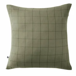 EMINZA Taie d'oreiller carrée gaze de coton (60 x 60 cm) Gaïa Match Vert romarin New