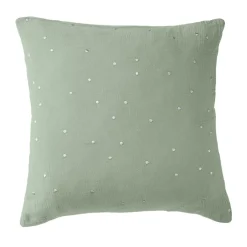 EMINZA Taie d'oreiller carrée gaze de coton (60 x 60 cm) Gaïa Chic Vert Eucalyptus Hot
