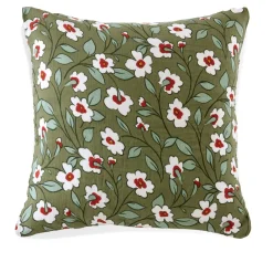 EMINZA Taie d'oreiller carrée gaze de coton (60 x 60 cm) Gaïa Marguerite Vert Romarin Sale