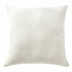 EMINZA Taie d'oreiller carrée gaze de coton (60 x 60 cm) Gaïa vichy Beige New