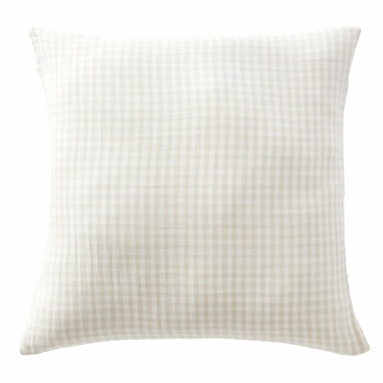 EMINZA Taie d'oreiller carrée gaze de coton (60 x 60 cm) Gaïa vichy Beige New